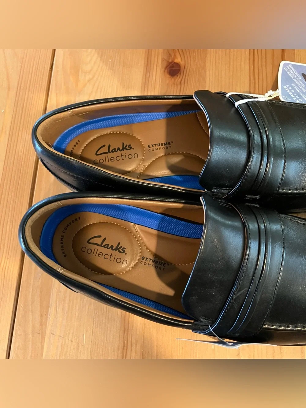 NEW Clarks Whiddon Step Black Leather Penny Loafers Extreme Comfort Size 13W
